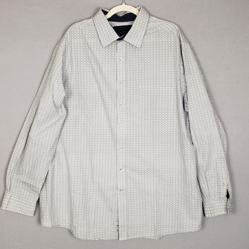 Twenty Eight Degrees Long Sleeve Cotton Dress Shirt Blue Green Micro Mosaic Tile